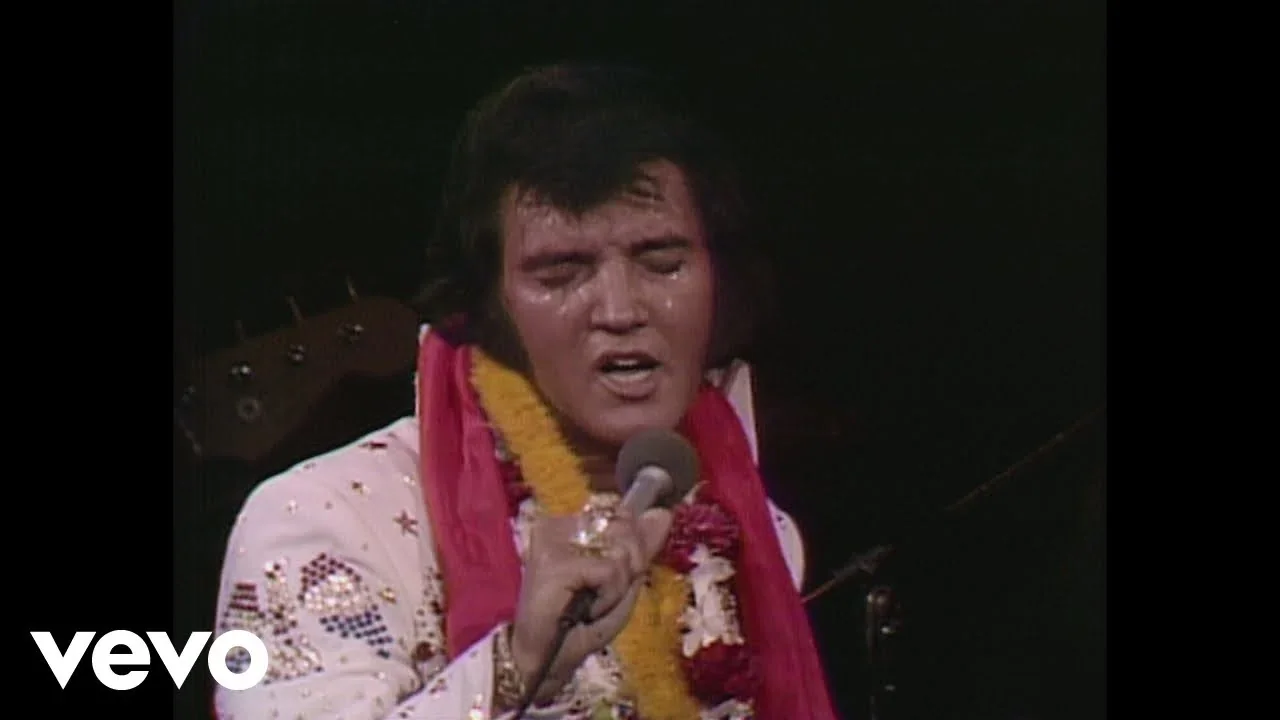 Elvis Presley singing An American Trilogy in his American Eagle jumpsuit during Aloha from Hawaii